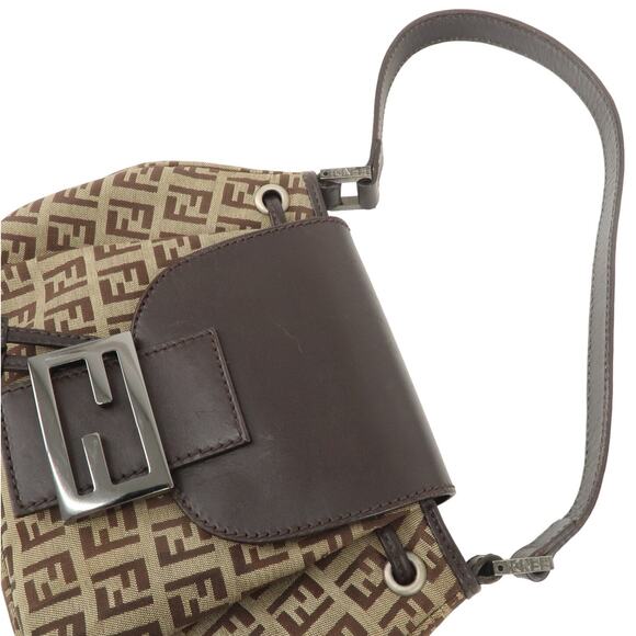 💎✨BEAUTIFUL✨💎Authentic FENDI Zucchino Canvas Leather Shoulder Bag - Picture 9 of 17